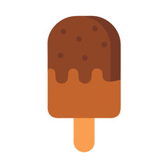 Chocolate ice cream bar on a stick in flat style