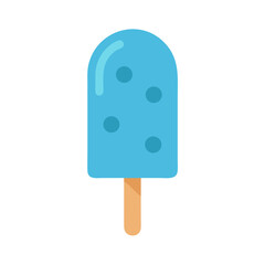 Cartoon popsicle illustration with blue glaze and wood stick