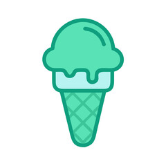 Mint ice cream cone on a white background icon