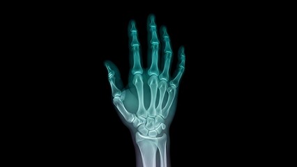 Obraz premium Explore the human hand with this detailed X-ray, perfect for medical presentations and educational materials on bone structure