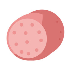 Pink sausage flat icon vector on a white background