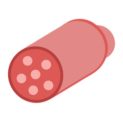 Flat graphic of salami sausage roll on white background