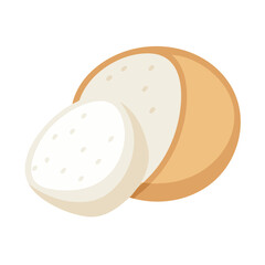 Cute cartoon illustration of sliced mushroom on white background