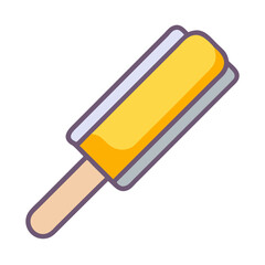 Yellow popsicle ice cream on a stick illustration art