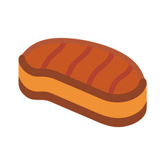 Grilled meat steak illustration on white background top view