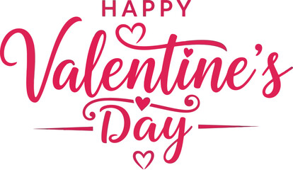 Elegant happy valentines day calligraphy with hearts on a white background