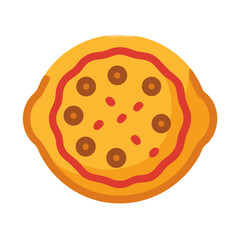 Flat vector pizza icon with toppings isolated on white