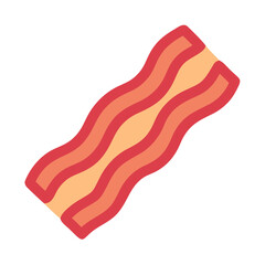 Single bacon strip illustration on plain white background