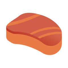 Isometric beef steak illustration with grill marks on white
