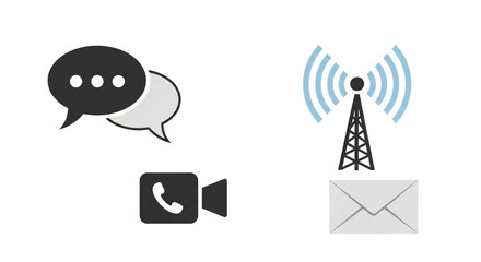 Diverse digital communication methods connect globally showcasing messaging calls signals and mail exchange concepts