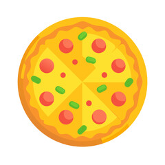 Stylized Pizza Illustration with Toppings on white background