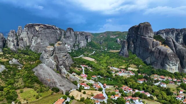 View of Meteora with Eastern Orthodox monasteries, a rock formation in the regional unit of Trikala, in Thessaly, in northwestern Greece, UNESCO World Heritage Site