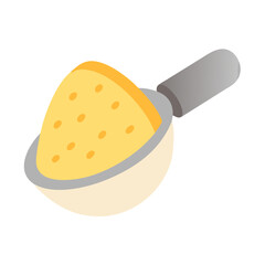 Isometric ice cream scoop filled with lemon flavored ice cream