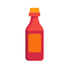 Red condiment bottle illustration against a solid white background