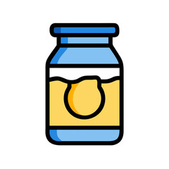 Honey jar icon in cute cartoon vector illustration style