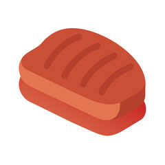 Isometric pork ribs graphic illustration in burnt orange color