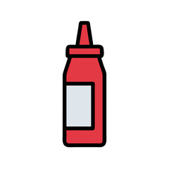 Stylized ketchup bottle icon illustration on white background