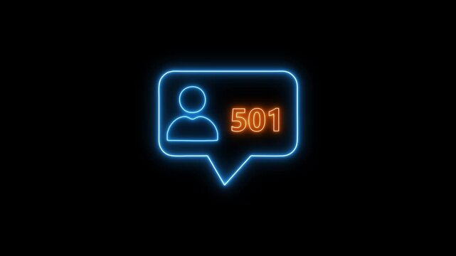 Glowing neon blue user notification icon with the number 2000, featuring a bright holographic profile symbol on a dark background for modern social media, tech apps, and futuristic UI concepts.