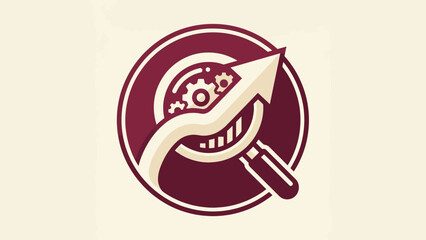 Business Growth Analysis Magnifying Glass Gear Arrow Icon