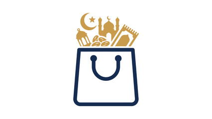 Islamic Shopping Bag Filled with Ramadan Eid Celebration Essentials