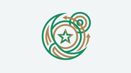 Modern Star Circle Logo with Dynamic Flowing Arrows and Intertwined Lines