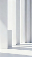 Fototapeta premium Abstract 3D white geometric shapes background, minimal architectural design