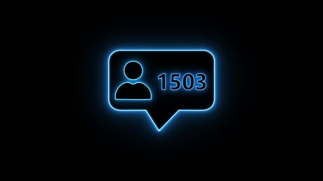 Glowing neon notification icon with a blue user symbol and an orange 6000 follower count on a dark background, ideal for social media, tech apps, and modern digital UI designs.