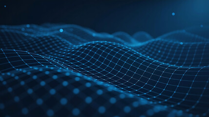 Abstract blue technology background with flowing lines and glowing dots for digital innovation