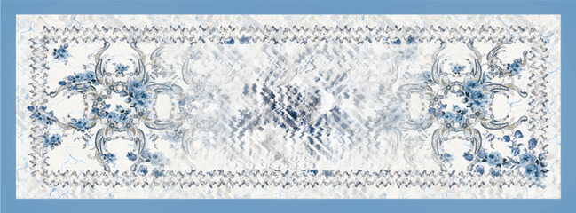 digital silk scarf design with seamless textile pattern