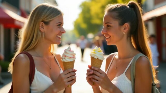 Video Two friends enjoying a sweet treat together