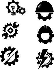 Vector of Set of engineering and construction icons simple flat vector design elements isolated on white background