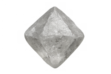 Octahedral crystal structure on transparent background representing geometry, science, and precious materials