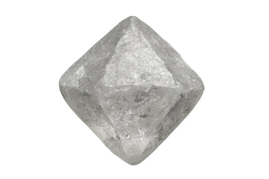 Octahedral crystal structure on transparent background representing geometry, science, and precious materials