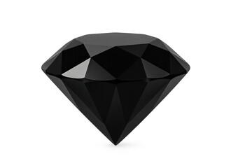 Fototapeta premium Black diamond gem isolated on a transparent background. Reflecting light with many facets, symbolizing elegance and priceless value