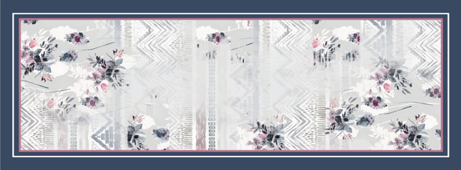 digital silk scarf design with seamless textile pattern © remember