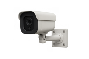 Security camera system capturing surveillance video footage for protection and monitoring, on transparent background