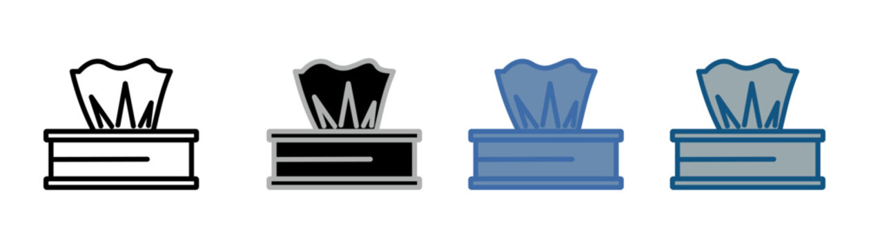 
Napkin holder icon set multiple style collection with tissue box design