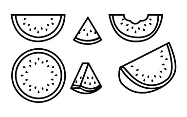 Summer outline watermelon slice fruit food with seeds for refreshment
