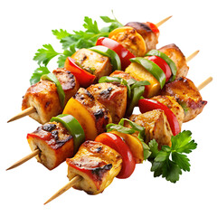Chicken Kebab Skewers PNG Isolated on Transparent Background