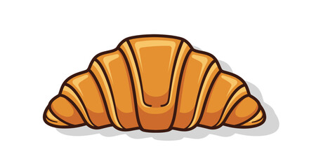 Golden brown croissant vector illustration on white background.