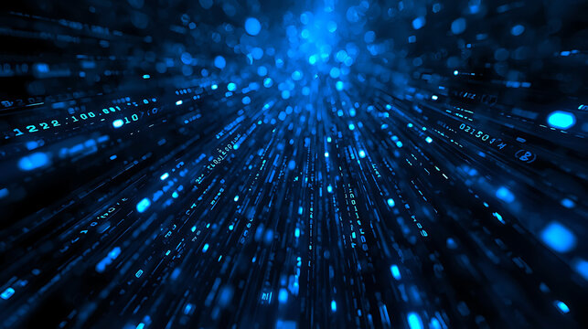 Futuristic Blue Binary Code Data Stream Network Connection Background Digital Technology