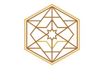 Luxury Gold Geometric Star Pattern, Vector Hexagon Ornament for Islamic Decoration