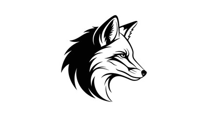 Fox Head Illustration – Wild Animal Mascot Logo in Bold Line Art Style