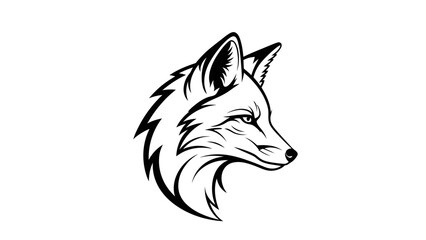 Fox Head Illustration – Wild Animal Mascot Logo in Bold Line Art Style