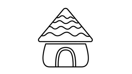 Minimal Hut Icon &ndash; Simple Line Art Traditional House Vector Symbol