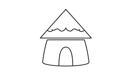 Minimal Hut Icon &ndash; Simple Line Art Traditional House Vector Symbol