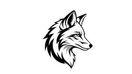 Fox Head Illustration – Wild Animal Mascot Logo in Bold Line Art Style