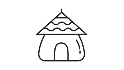 Minimal Hut Icon &ndash; Simple Line Art Traditional House Vector Symbol
