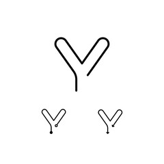 Technical letter Y alphabet font made in thin line