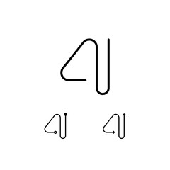 Technical number 4, numeral four made thin in line